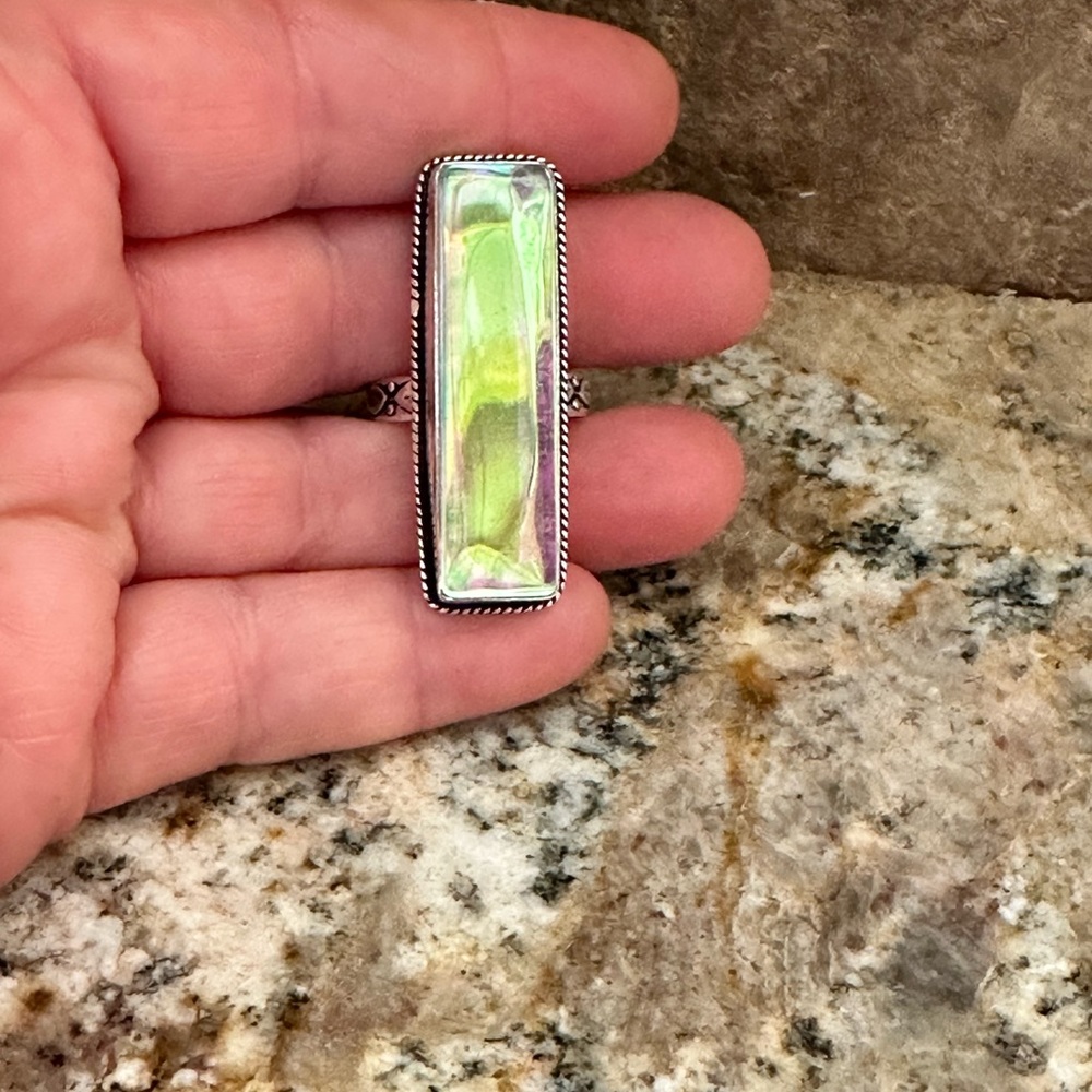 Silver Rainbow Gemstone Ring - Picture 7 of 9